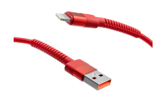 mobilNET pletený kábel USB na Lightning 3 A, červený